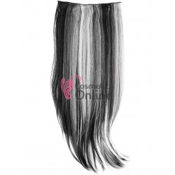 Extensie de par tresa cu 5 clip on delux Full Head dreapta de 60 cm Cenusiu Mixt 39825